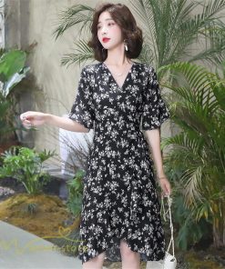 ミディアム | ワンピース 半袖 花柄 きれいめ レディース ひざ丈 ミディアムワンピース サマーワンピース 上品 シフォン Aライン きれいめ 夏 通勤 お出かけ 通学 春 上品