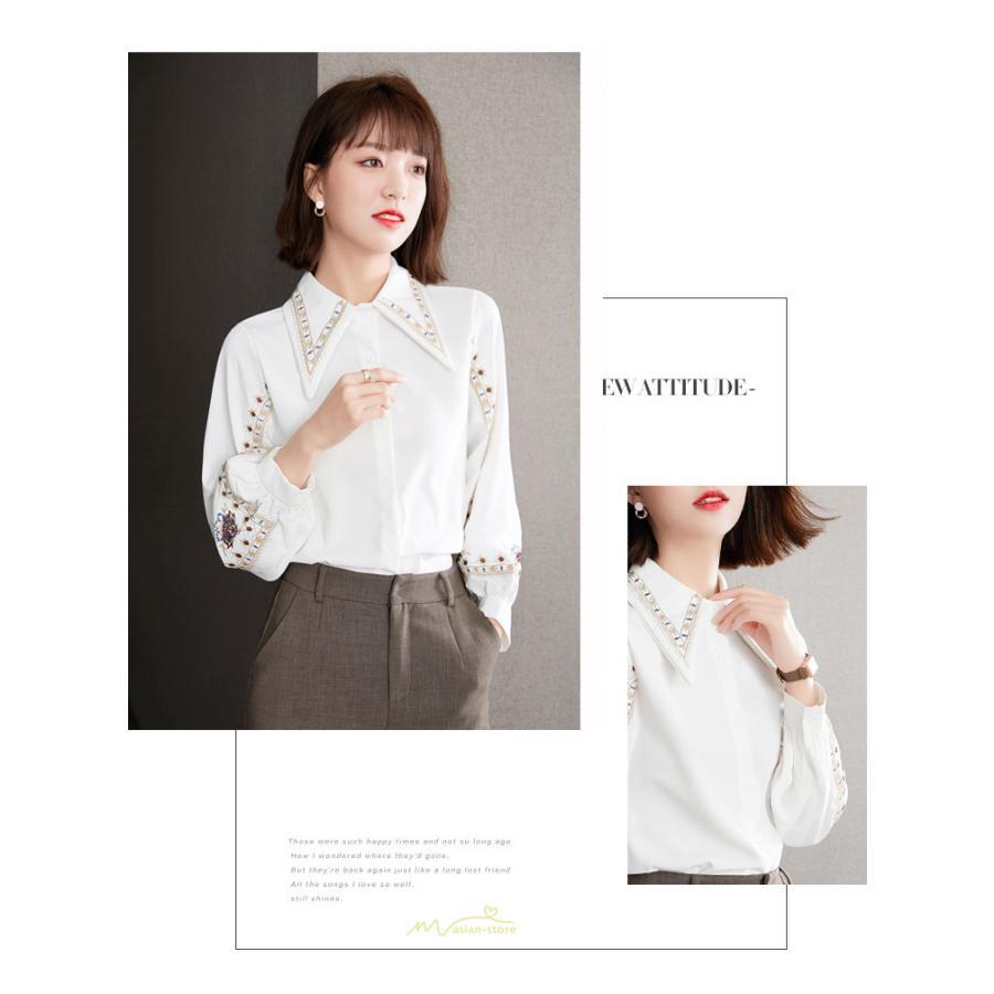 シャツ・ブラウス | ブラウス レディース シャツ トップス 白 長袖シャツ オフィス カジュアル おしゃれ シフォン 通勤 通学 オシャレ 上品 秋服 ナチュラル 可愛い キレイめ