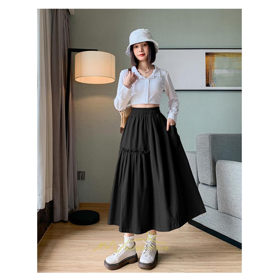 スカート | フレアロング レディース ボトムス ロングAライン ミモレ丈 かっこいい ハイウエスト オシャレ キレイめ 着痩せ