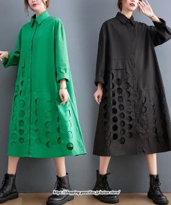 マキシ | ロングワンピース シャツワンピ レディース ギャザー 大人可愛い 森ガール 大きいサイズ さりげなく体型カバー オシャレ