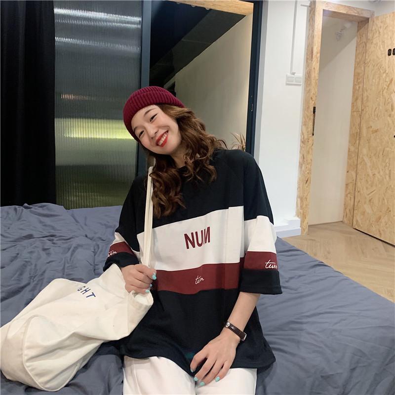 パジャマ ルームウェア | ビッグTシャツ レディーストップス ロングTシャツ ゆったりカジュアル可愛い M L XL XXL ベージュ 黒 ブルー ブラック 2020春夏ロングTシャツ