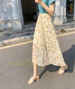スカート | レディース シフォン フレア マキシ ロングウエストゴム マキシ花柄 ゆったり 20代30代40代50代 通勤通学 普通着 お出かけ お呼ばれ
