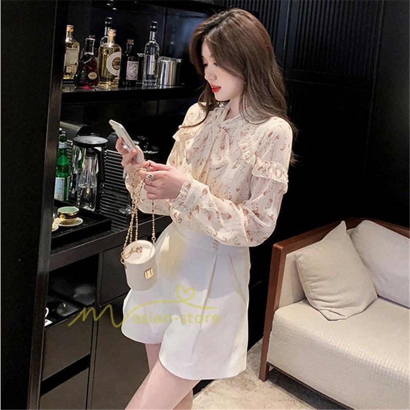 シャツ・ブラウス | ブラウス トップス シャツ レディース シフォン 無地 長袖シャツ ファッション カジュアル エレガント 細身 優雅 通勤 花柄 新作 リボン付き 上品 オシャレ OL