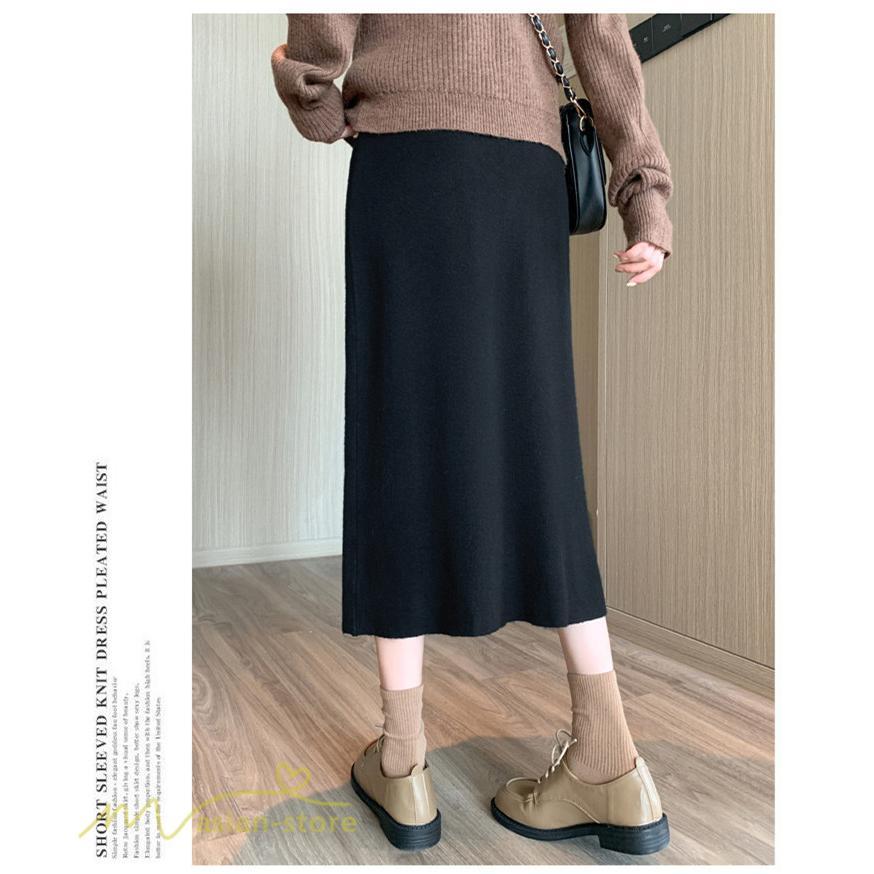 スカート | レディース マタニティウェア ロング丈 秋 冬 2022新作 妊婦服 裾口スリット 体型カバー ママ 産前 産後 ウエスト調整 マタニティきれいめ