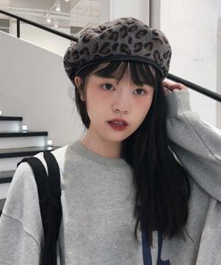ベレー帽 | 起毛 レオパード柄 秋冬