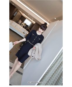 ミディアム | ニットワンピース レディース 40代 ワンピース 秋冬 長袖ワンピース 膝丈ワンピース ニットAラインスカート ロング丈 オシャレ通勤 30代50代 韓国風 大人上品