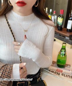 ニット・セーター | カットソー ニット レディース リブニット 長袖 秋冬 春 トップス スリム ストレッチ インナー 無地 プルオーバー 着痩せ 長袖ニット 通学通勤 長袖カットソー
