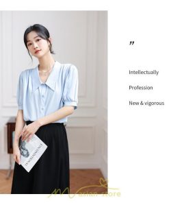 シャツ・ブラウス | ブラウス 半袖 レディース シャツ おしゃれ トップス レトロ オフィス 通勤 夏コーデ シンプル Vネック 上品 華奢見え 20代30代40代 着痩せ エレガント