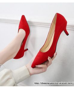 パンプス | スエードレディースシューズ ポインテッドトゥ ピンヒール スリッポン ストラップなし 滑り止めソール ミドルヒール ビジネス 大人 無地 上品
