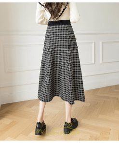 スカート | ロングチェック柄 ニット きれいめ レディース ロング丈 女子会 デート 20代 30代 40代 50代 秋 あったか お出かけ 冬 フレア 高見え 細見え