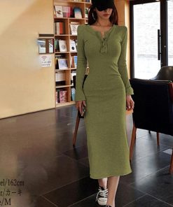 ワンピース | ニット秋冬 30代40代 レディース リブニット 長袖 セクシー ロングタイトスリムフィット きれいめワンピ