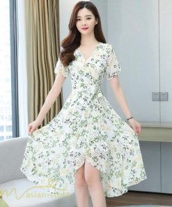 ミディアム | ワンピース レディース 40代ワンピース 花柄 きれいめ おしゃれ Vネック 膝丈 夏 新作 カジュアル 半袖 Aラインワンピース 40代 エレガント 20代 30代 きれいめ
