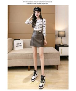 スカート | ミニレディース レザー ハイウエスト フェイクレザー ミニ丈 ショート セクシー Aライン ベルト付き 可愛い お出かけ 二次会 キレイめ　 女子会 デート