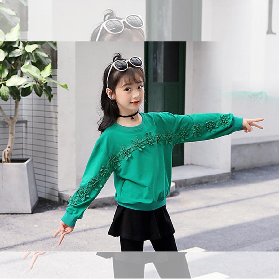 (子供)その他 | 花柄 スカート付き おしゃれ 長ズボン 女の子 カジュアル 秋冬 新品 レギンス キッズ 可愛い 長袖 セットアップ Tシャツ