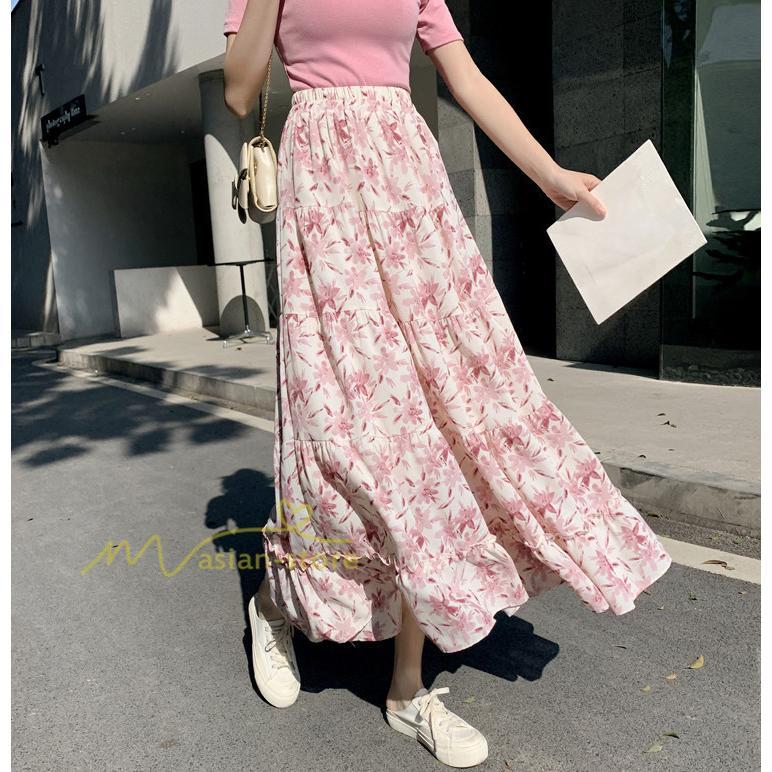 スカート | レディース シフォン フレア マキシ ロングウエストゴム マキシゆったり 普通着 お出かけ お呼ばれ カジュアル 通勤通学 リゾート