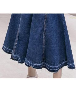 スカート | デニムマーメイド ハイウエスト デイリーコーデ フェミニン ボトムス ロング丈 タイトプリーツフレア フリルスタイリッシュ