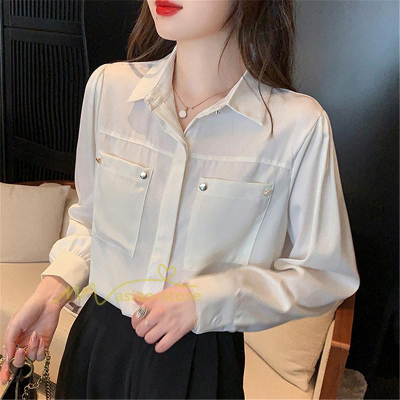 シャツ・ブラウス | トップス シャツ ブラウス レディース 長袖 オフィス ホワイト OL 制服 事務服 就活 リクルート 夏物 着痩せ カジュアル 韓国ファッション 20代30代40代50代