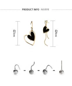 その他アクセサリー | ジュエリー 可愛い アクセサリー お呼ばれ きれいめ 韓国風 アシンメトリー 左右非対称 ハートピアス レディース 揺れる