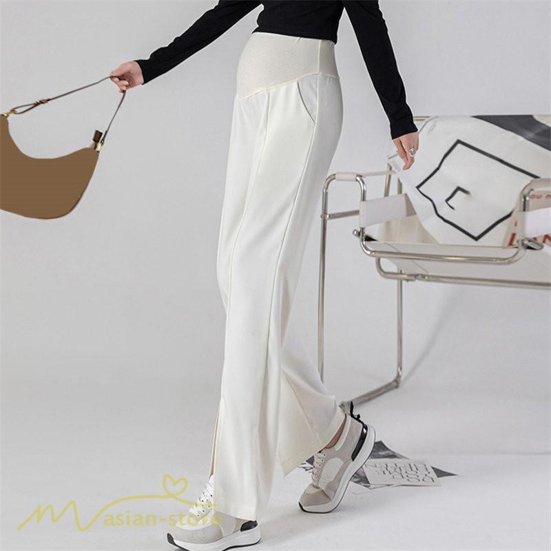 パンツ レギンス | マタニティパンツ ワイドパンツ 無地 妊婦服 おしゃれ ゆったり マタニティウェア パンツ 着痩せ 無地 サマーパンツ お出かけ 日常 ウエスト調整 裾口スリット