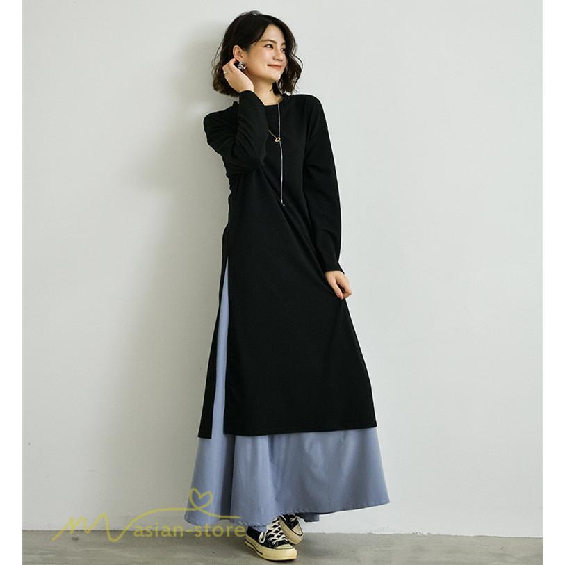 セットアップ | ワンピース 秋スカート レディース 秋物 ロングワンピース ロングスカート フリーサイズ 2点セット 着回し ウエストゴム 可愛い ゆったり 無地