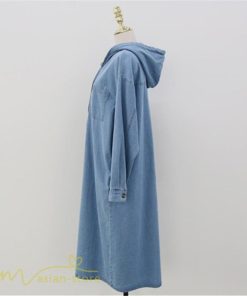 デニムワンピース | フード付き レディース デニム ワンピース 20代 30代 長袖 Aライン プルオーバー カジュアル 秋 冬 新作 40代 フリーサイズ シンプル 50代