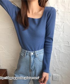 ニット・セーター | カットソー ニット レディース リブニット 長袖 秋冬 春 トップス スリム ストレッチ インナー 無地 長袖ニット 着痩せ 長袖カットソー 通学通勤 プルオーバー