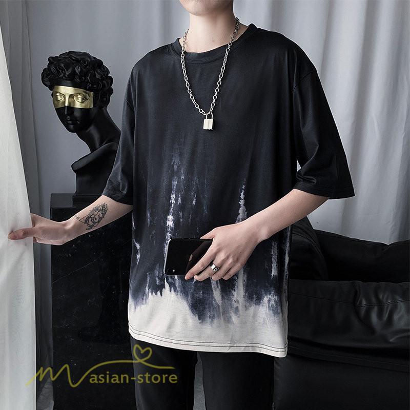 Tシャツ | カットソー メンズ 半袖 ゆったり カジュアル 半袖トップス サマー 夏新作 クルーネック 絞り染め おしゃれ ストリート カッコウイイ コットン