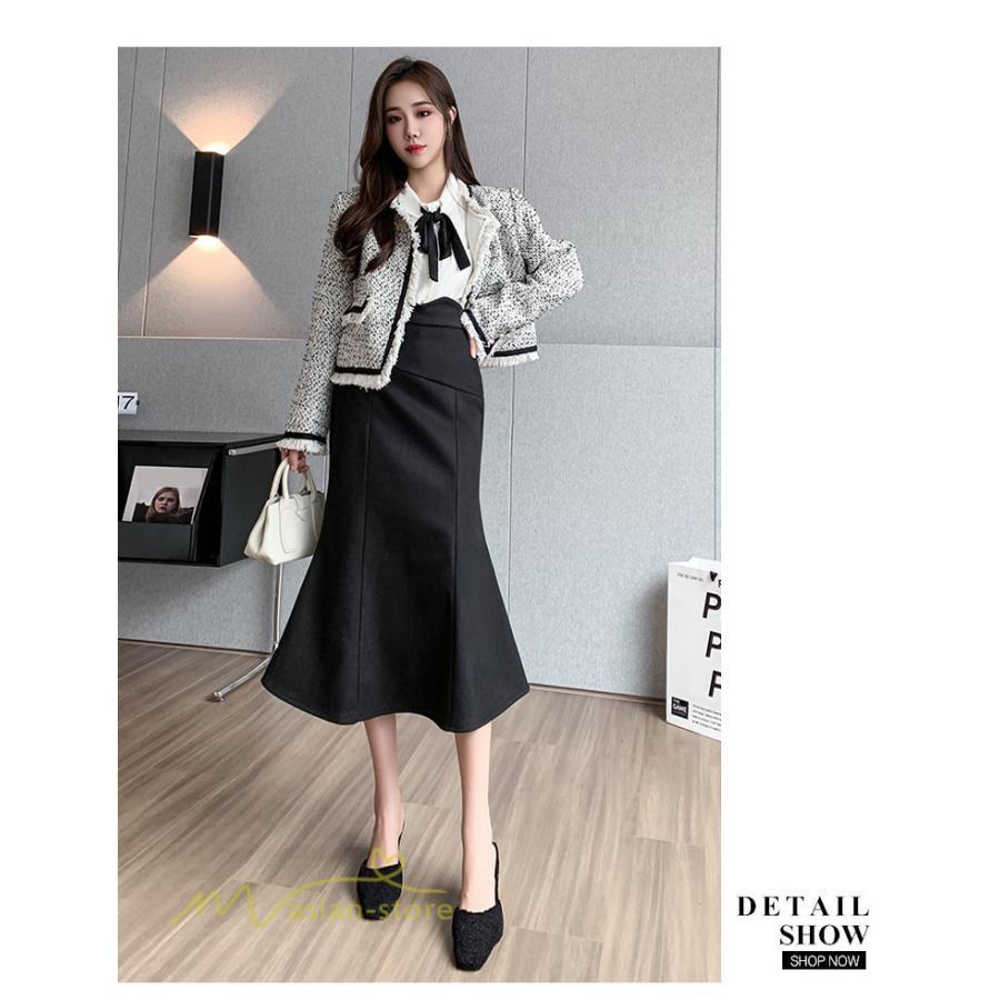 スカート | レディース フィッシュテール秋冬コーデ フレア AラインOL ビジネス カジュアル 大きいサイズ XL 20代 ラシャ 40代 上品 30代