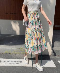 スカート | フレアミモレ丈 Aライン ウェストゴム 花柄 ロング 体型カバー レディース きれいめ 20代30代40代 通勤通学 上品 カジュアル マキシレトロ風