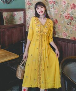 マキシ | ワンピース 膝下 カジュアル 上品 きれいめ 通勤 レディース 七分袖 体型カバー インスタ映え 撮影 個性的 クラシック 大人可愛い 高級感 普段使い 海外旅行