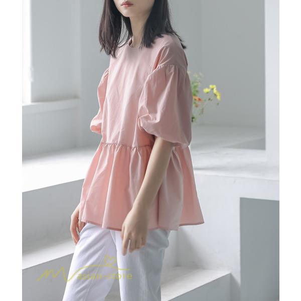 tシャツ・カットソー | Tシャツ レディース トップス サマー 半袖 無地 ゆったり ゆったり 可愛い フェイク 春物 夏服 カットソー 20代30代40代 ブラウス 薄手 体型カバー シンプル