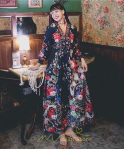 マキシ | マキシワンピース レディース ロング丈 大人 ワンピ 花柄 夏秋 Vネック カジュアル 着やせ きれいめ 撮影 人気 二次会 パーティー 通気 ゆったり 夏秋服