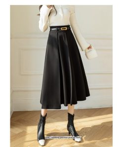 スカート | ロング秋 冬 レディース ボトムス ロング フレアAライン プリーツ 30代 40代 50代  ラシャ 送料無料 暖か 2022年秋冬 通勤 通学