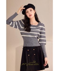ニット・セーター | 長袖 ニット セーター Tシャツ レディース トップス 秋新作 ママ 人気 秋コーデ 激安 ボーダー柄 オシャレ 韓国風 可愛い キレイめ エレガント 上品 2022新作