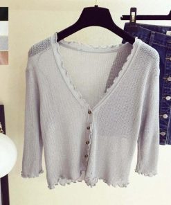 透かし編みトップス | 羽織 カーディガン 薄手 長袖 サマーニット冷房対策 ニットカーディガン Vネック レディース