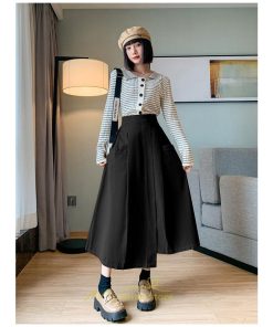 スカート | 綿秋 Aラインロングレディース 秋物 ボトムス 秋服 無地 体型カバー 30代通学通勤 おしゃれ感 大人 40代50代