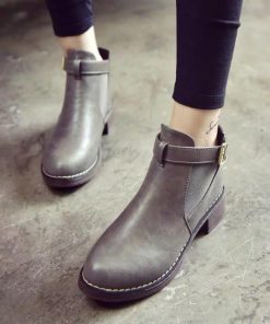 ショートブーツ | ブーツ ブーティー レザーブーティー チャンキーヒール ポインテッドトゥ シューズ 靴 スリップオン レディース 太ヒール オフィス 大人 25cm 無地 サイドゴア