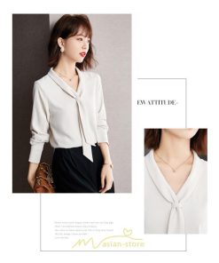 シャツ・ブラウス | ブラウス レディース 長袖 秋冬 オフィス フォーマル スーツ インナー 白 シフォン 大きいサイズ ビジネス 20代 通勤 40代 体型カバー 30代 秋服