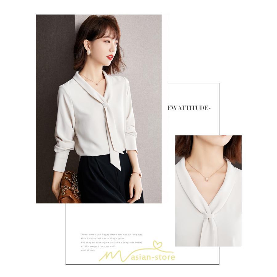 シャツ・ブラウス | ブラウス レディース 長袖 秋冬 オフィス フォーマル スーツ インナー 白 シフォン 大きいサイズ ビジネス 20代 通勤 40代 体型カバー 30代 秋服