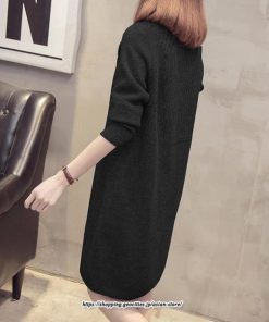 マキシ | ニットワンピース ワンピース レディース チュニック ハイネック ひざ丈 ゆったり セーター 暖か 無地 着痩せ キレイめ おしゃれ 上品 通勤 フェミニン