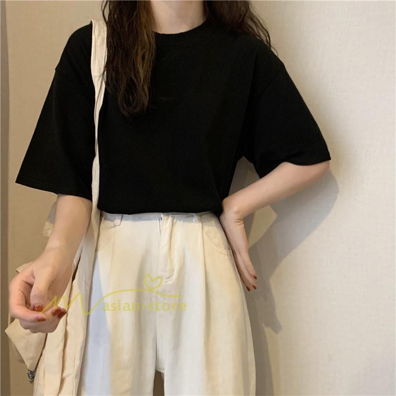 tシャツ・カットソー | Tシャツ レディース 半袖 春 夏 秋 トップス カットソー カジュアル シンプル ゆったり 20代30代40代50代 体型カバー 通勤通学 着回し 無地人気 お出かけ 上品