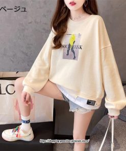 パーカー | トレーナー レディース おしゃれ スウェット 長袖 トップス 春 秋 大きいサイズ レイヤード風 韓国 ゆったり コットン 送料無料 丸首 クルーネック 綿 重ね着風