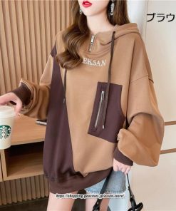 パーカー | トップス レディース 長袖 フード付き スウェット プルオーバー トレーナー 裏起毛 ゆったり 切り替え 大きいサイズ カジュアル 体型カバー