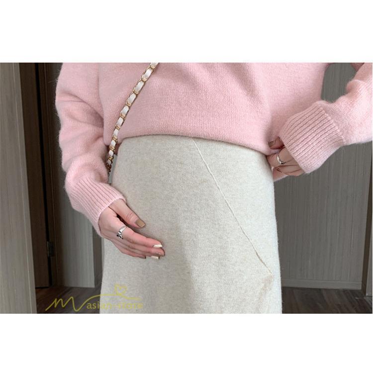 スカート | レディース マタニティウェア ロング丈 秋 冬 2022新作 妊婦服 裾口スリット 体型カバー ママ 産前 産後 ウエスト調整 マタニティきれいめ
