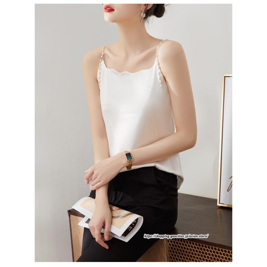 キャミソール タンクトップ | キャミソール サテン インナー レディース 重ね着 キャミ サテン生地 下着 肌着 ノースリーブ 光沢感のあるキャミソール 秋 滑らかな手触り 夏 トップス 春