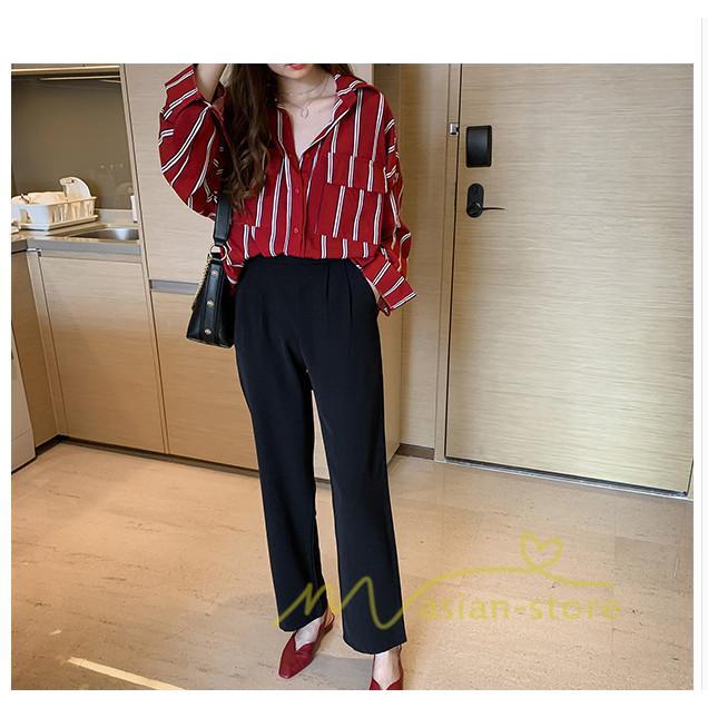 在庫ある | 短納期シャツレディースブラウス ビジネスカジュアルゆったりシャツトップス フォーマルシャツ オフィスブラウス ストライプ 薄手 通学通勤 春夏衣装 着痩せ