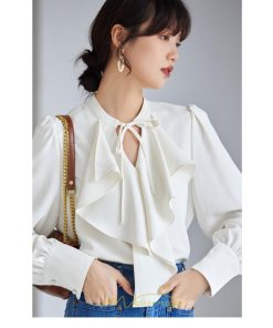 シャツ・ブラウス | ブラウス シャツ レディース 40代 上品 ブラウス きれいめ 通勤 OL ビジネス ゆったり 白 トップス 優雅 フェミニン シフォン 長袖 50代 20代 30代