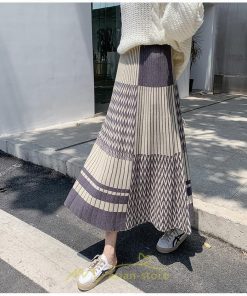 スカート | ロング 秋冬 黒 グレー カーキ プリーツレディース Aライン ニット ウエストゴム あったか おしゃれ 着痩せ 人気 小柄 新着 高見え