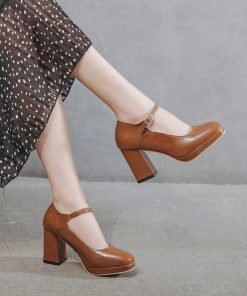 パンプス | ストラップレディース 厚底 スクエアトゥ チャンキーヒール ストラップ 太ヒール ハイヒール 厚底シューズ 25cm 靴 黒