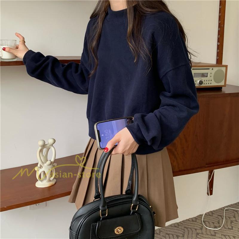 パーカー | 長袖トレーナー レディース トップス 無地 可愛い トレーナー 新作 長袖 スウェット モックネック ハイネック 秋冬 お出かけ コーデ カジュアル ゆったり